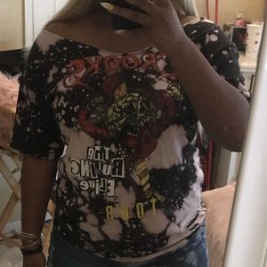 Bleached Distressed Off Shoulder T-shirt